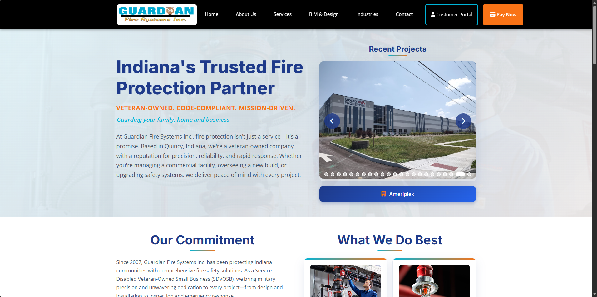 Guardian Fire Systems Inc. website - Indiana's Trusted Fire Protection Partner